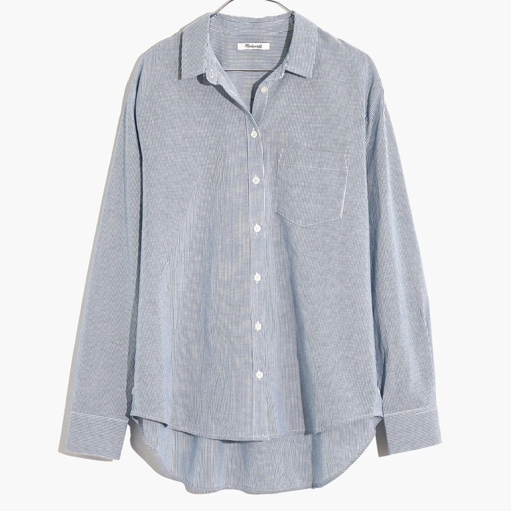 Madewell Side-Button Oversized Ex-Boyfriend Shirt in Stripe